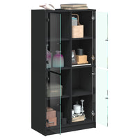 Thumbnail for Highboard mit Türen Schwarz 68x37x142 cm Holzwerkstoff
