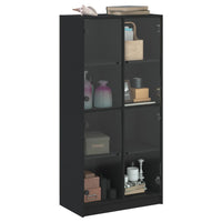 Thumbnail for Highboard mit Türen Schwarz 68x37x142 cm Holzwerkstoff
