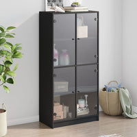 Thumbnail for Highboard mit Türen Schwarz 68x37x142 cm Holzwerkstoff