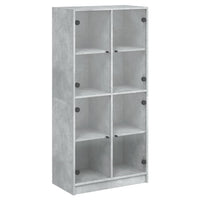 Thumbnail for Highboard mit Türen Betongrau 68x37x142 cm Holzwerkstoff
