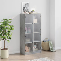 Thumbnail for Highboard mit Türen Betongrau 68x37x142 cm Holzwerkstoff
