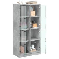 Thumbnail for Highboard mit Türen Betongrau 68x37x142 cm Holzwerkstoff