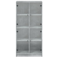 Thumbnail for Highboard mit Türen Betongrau 68x37x142 cm Holzwerkstoff