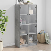 Thumbnail for Highboard mit Türen Betongrau 68x37x142 cm Holzwerkstoff