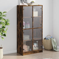 Thumbnail for Highboard mit Türen Räuchereiche 68x37x142 cm Holzwerkstoff