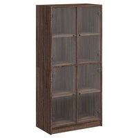 Thumbnail for Highboard mit Türen Braun Eiche-Optik 68x37x142cm Holzwerkstoff