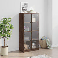 Thumbnail for Highboard mit Türen Braun Eiche-Optik 68x37x142cm Holzwerkstoff