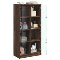 Thumbnail for Highboard mit Türen Braun Eiche-Optik 68x37x142cm Holzwerkstoff