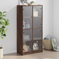 Thumbnail for Highboard mit Türen Braun Eiche-Optik 68x37x142cm Holzwerkstoff