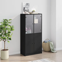 Thumbnail for Highboard mit Türen Schwarz 68x37x142 cm Holzwerkstoff