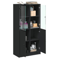 Thumbnail for Highboard mit Türen Schwarz 68x37x142 cm Holzwerkstoff