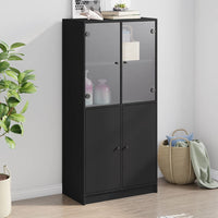 Thumbnail for Highboard mit Türen Schwarz 68x37x142 cm Holzwerkstoff