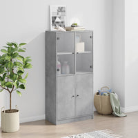 Thumbnail for Highboard mit Türen Betongrau 68x37x142 cm Holzwerkstoff