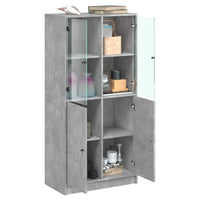 Thumbnail for Highboard mit Türen Betongrau 68x37x142 cm Holzwerkstoff