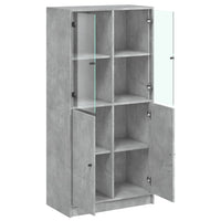 Thumbnail for Highboard mit Türen Betongrau 68x37x142 cm Holzwerkstoff
