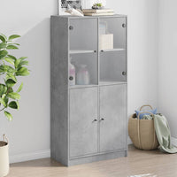 Thumbnail for Highboard mit Türen Betongrau 68x37x142 cm Holzwerkstoff