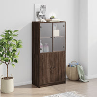 Thumbnail for Highboard mit Türen Braun Eiche-Optik 68x37x142cm Holzwerkstoff