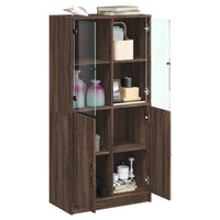 Thumbnail for Highboard mit Türen Braun Eiche-Optik 68x37x142cm Holzwerkstoff