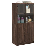Thumbnail for Highboard mit Türen Braun Eiche-Optik 68x37x142cm Holzwerkstoff
