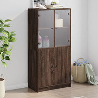 Thumbnail for Highboard mit Türen Braun Eiche-Optik 68x37x142cm Holzwerkstoff