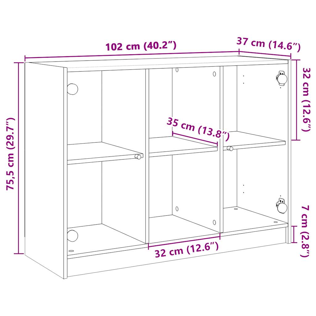 Sideboard Betongrau 102x37x75,5 cm Holzwerkstoff