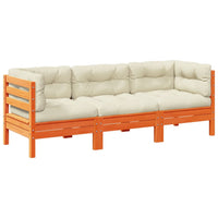 Thumbnail for 3-tlg. Garten-Sofagarnitur mit Kissen Wachsbraun Kiefernholz