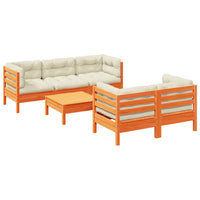 Thumbnail for 6-tlg. Garten-Sofagarnitur mit Kissen Wachsbraun Kiefernholz