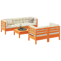 Thumbnail for 6-tlg. Garten-Sofagarnitur mit Kissen Wachsbraun Kiefernholz