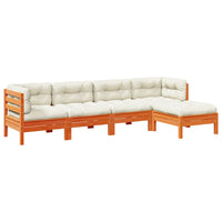 Thumbnail for 5-tlg. Garten-Sofagarnitur mit Kissen Wachsbraun Kiefernholz