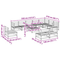 Thumbnail for 11-tlg. Garten-Sofagarnitur Wachsbraun Massivholz Kiefer