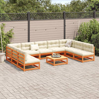 Thumbnail for 10-tlg. Garten-Sofagarnitur mit Kissen Wachsbraun Kiefernholz