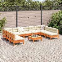 Thumbnail for 10-tlg. Garten-Sofagarnitur mit Kissen Wachsbraun Kiefernholz