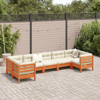 Thumbnail for 7-tlg. Garten-Sofagarnitur mit Kissen Wachsbraun Kiefernholz