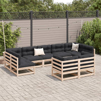 Thumbnail for 9-tlg. Garten-Sofagarnitur mit Kissen Massivholz Kiefer