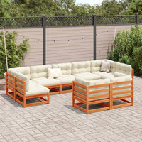 Thumbnail for 9-tlg. Garten-Sofagarnitur mit Kissen Wachsbraun Kiefernholz