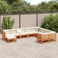 Thumbnail for 10-tlg. Garten-Sofagarnitur mit Kissen Wachsbraun Kiefernholz