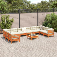 Thumbnail for 11-tlg. Garten-Sofagarnitur mit Kissen Wachsbraun Kiefernholz