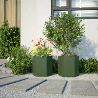 Thumbnail for Pflanzkübel 2 Stk. Olivgrün Sechseckig 46x40x45 Stahl