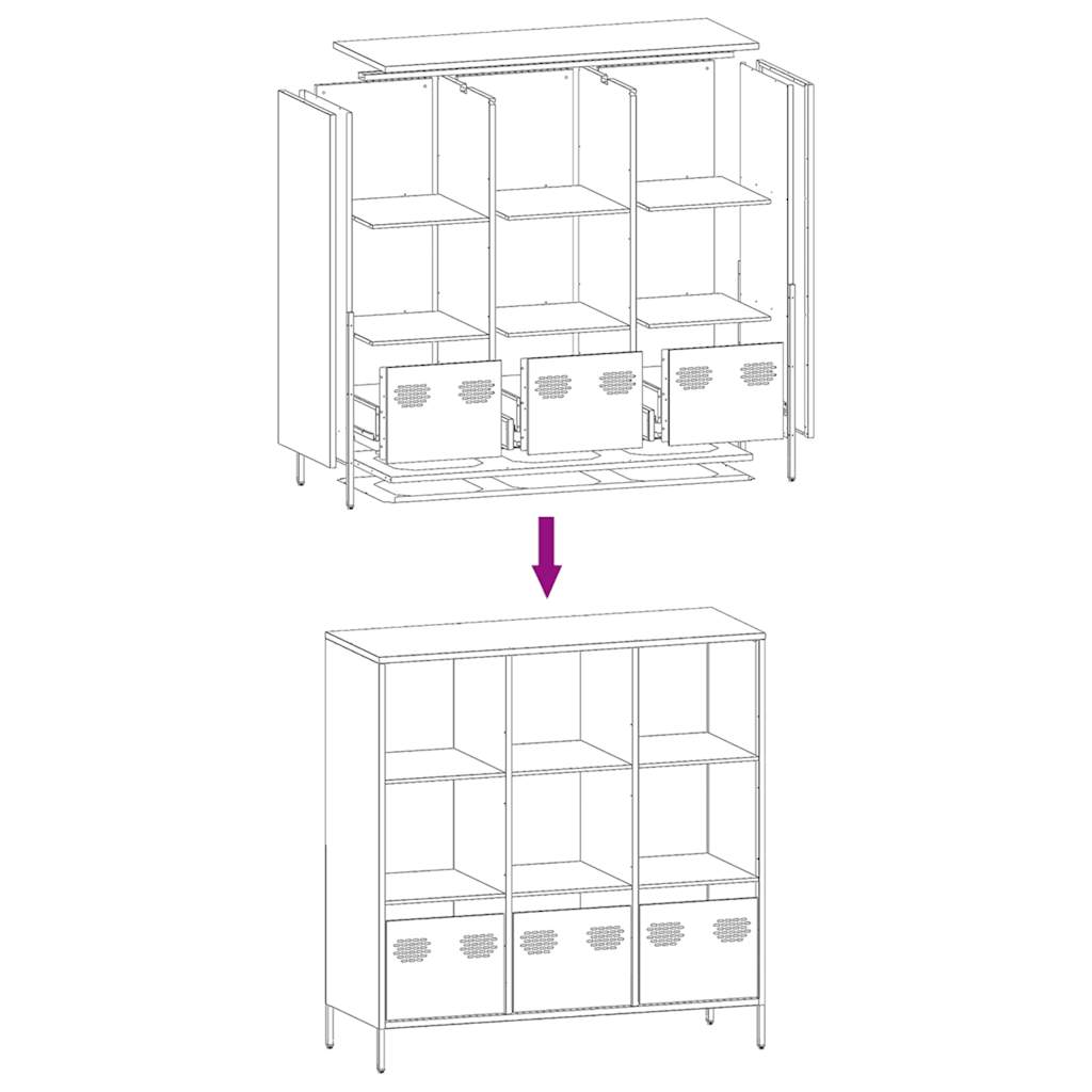 Highboard Weiß 101,5x39x103,5 cm Stahl