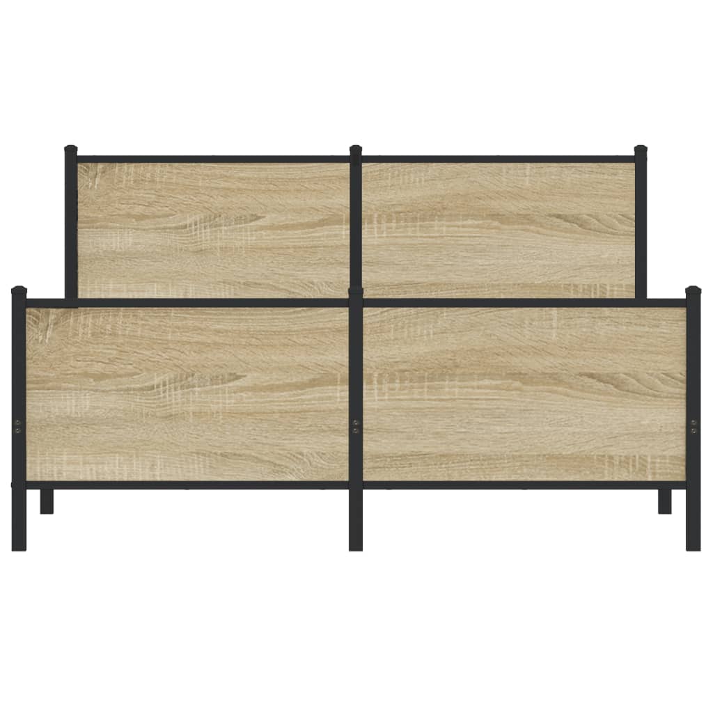 Bettgestell mit Kopf- und Fußteil Metall Sonoma-Eiche 137x190cm
