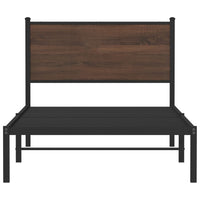 Thumbnail for Bettgestell mit Kopfteil Metall Braun Eichen-Optik 100x190 cm