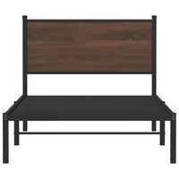 Thumbnail for Bettgestell mit Kopfteil Metall Braun Eichen-Optik 100x200 cm