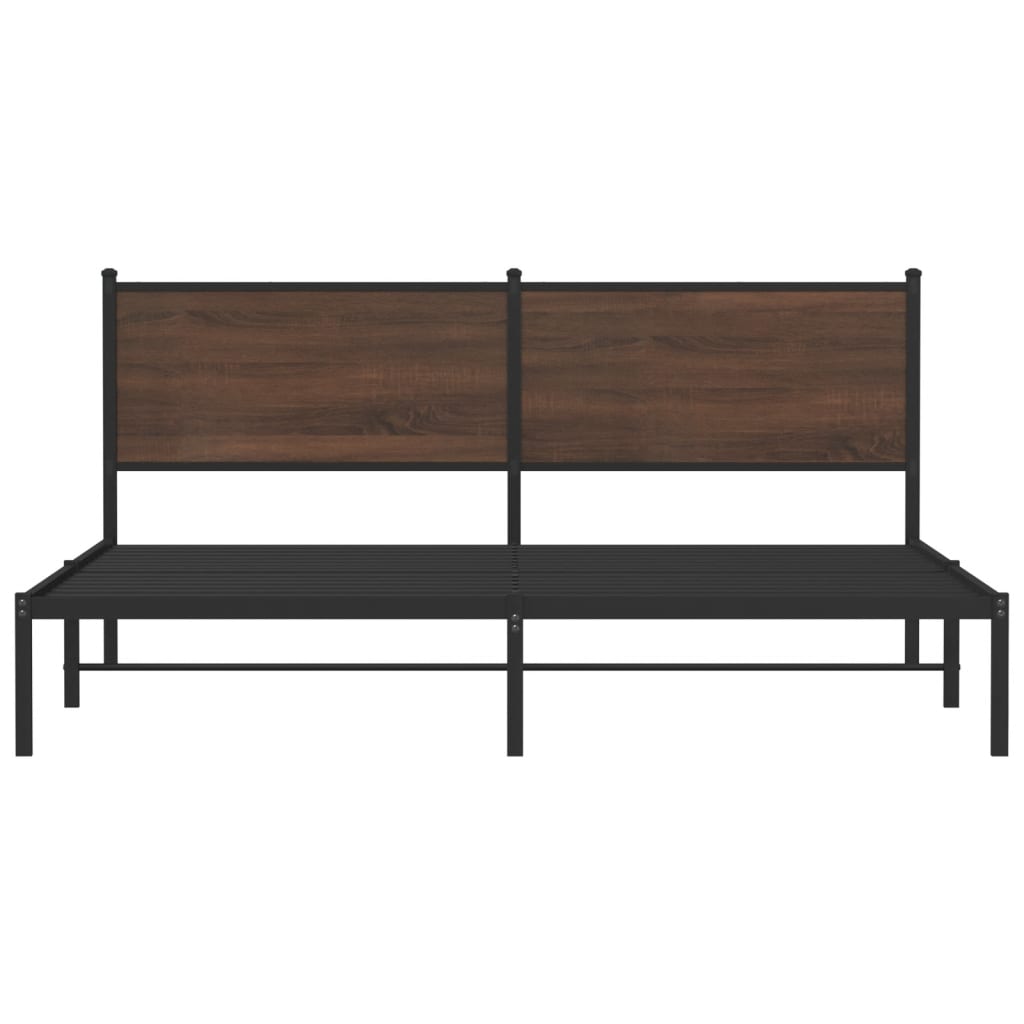 Metallbett ohne Matratze Braun Eichen-Optik 183x213 cm