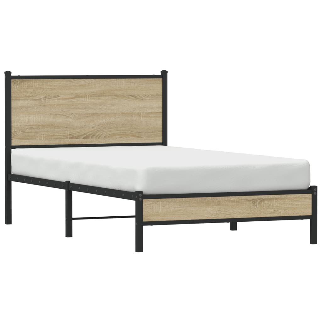 Metallbett ohne Matratze Sonoma-Eiche 107x203 cm
