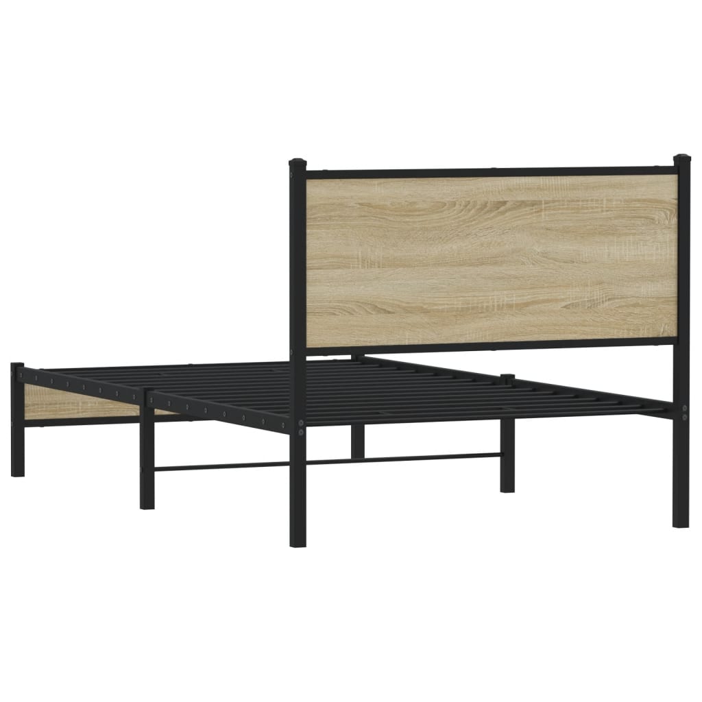 Metallbett ohne Matratze Sonoma-Eiche 107x203 cm