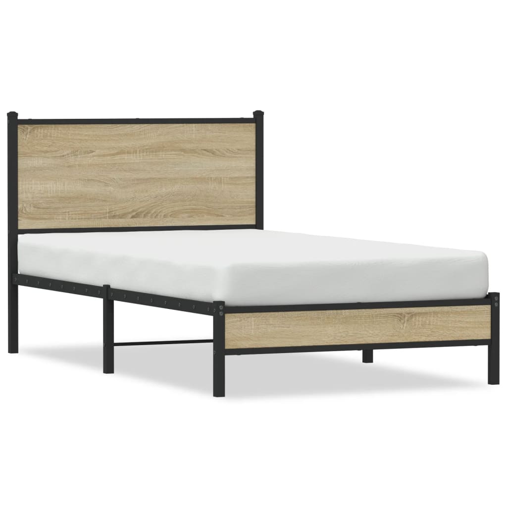 Metallbett ohne Matratze Sonoma-Eiche 107x203 cm