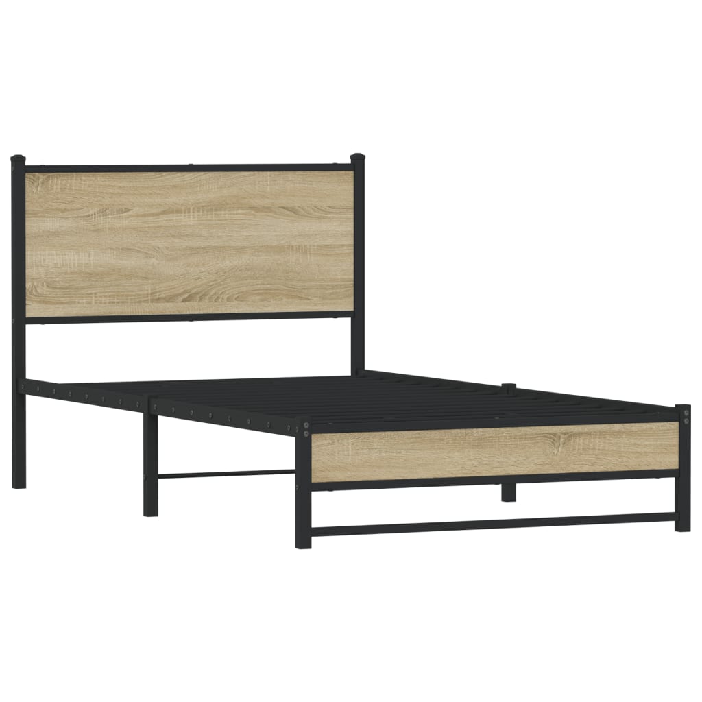 Metallbett ohne Matratze Sonoma-Eiche 107x203 cm