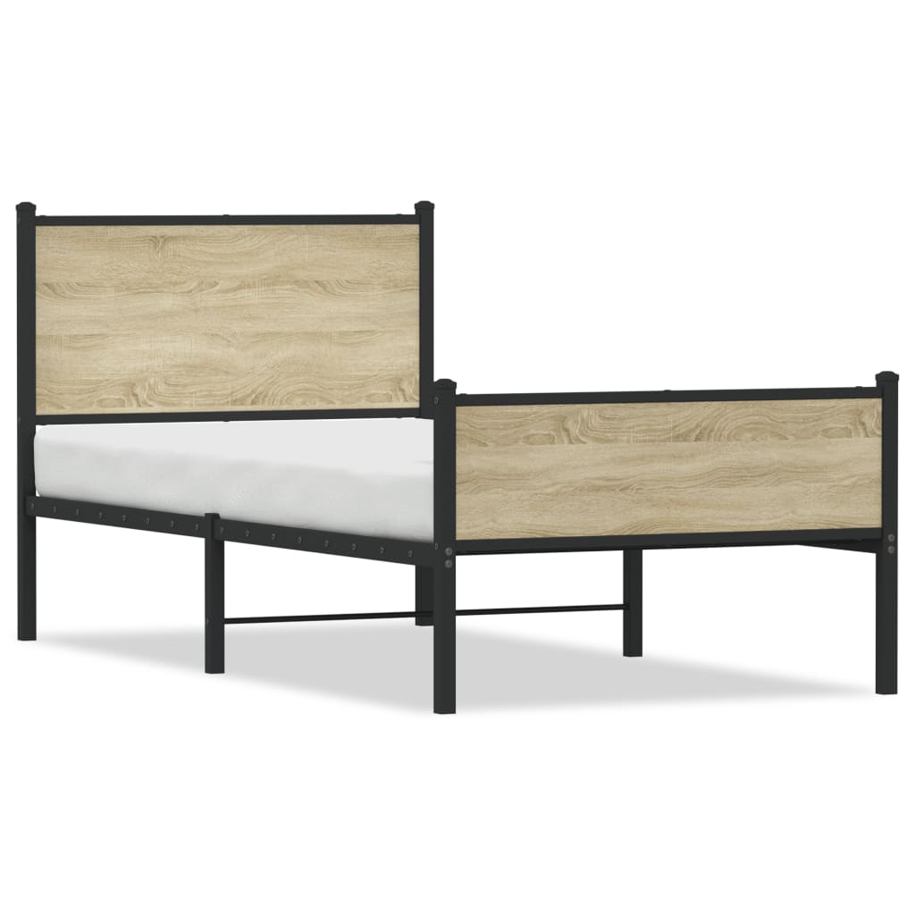 Metallbett ohne Matratze Sonoma-Eiche 107x203 cm