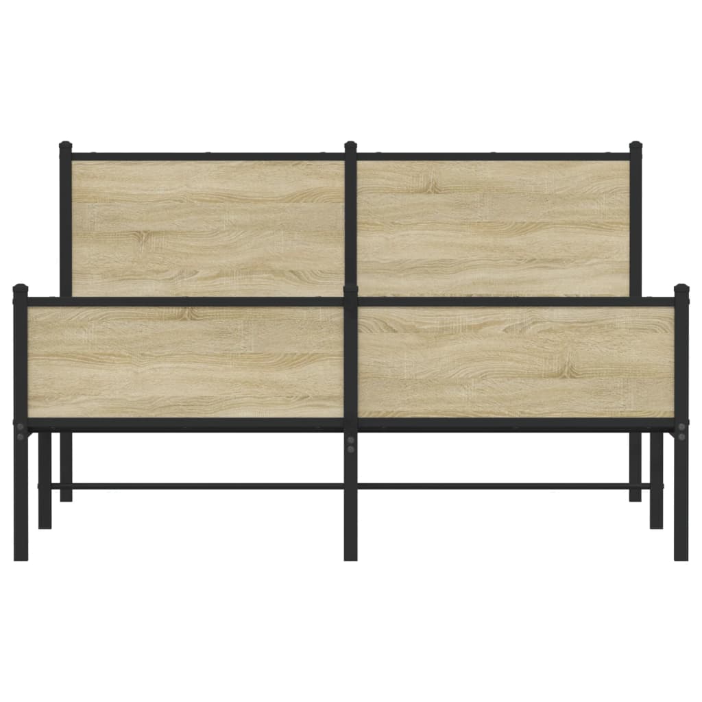 Bettgestell mit Kopf- und Fußteil Metall Sonoma-Eiche 137x190cm