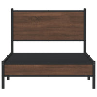 Thumbnail for Bettgestell mit Kopfteil Metall Braun Eichen-Optik 100x200 cm